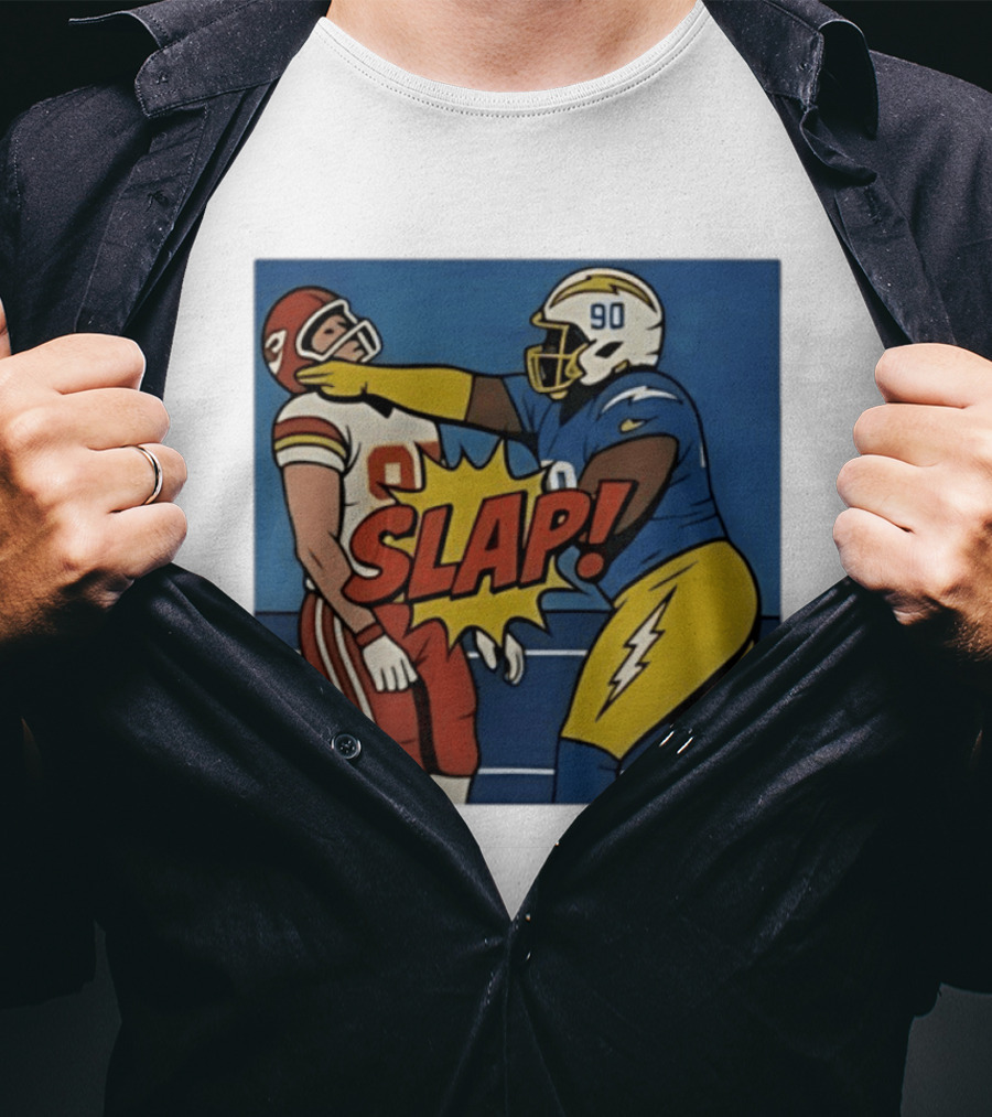 SLAP Teair Tart Hits Travis Kelce Helmets Chargers Chiefs Football T-Shirt