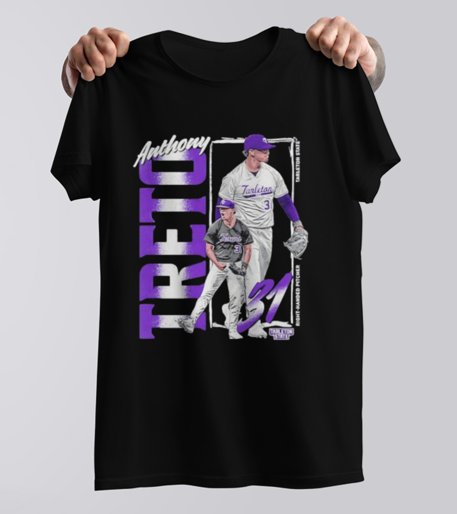 Anthony Treto 31 Tarleton State Baseball Pitcher T-Shirt