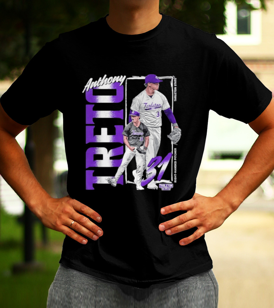 Anthony Treto 31 Tarleton State Baseball Pitcher T-Shirt