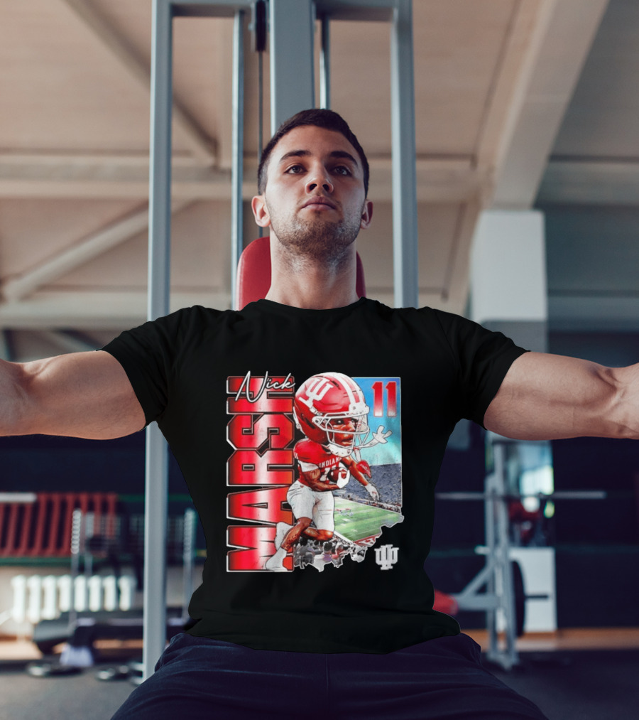 Nick Marsh Indiana Hoosiers Football Caricature 11 Stadium Scene T-Shirt