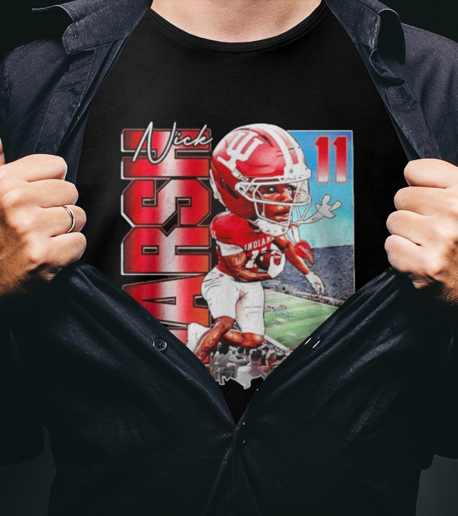 Nick Marsh Indiana Hoosiers Football Caricature 11 Stadium Scene T-Shirt