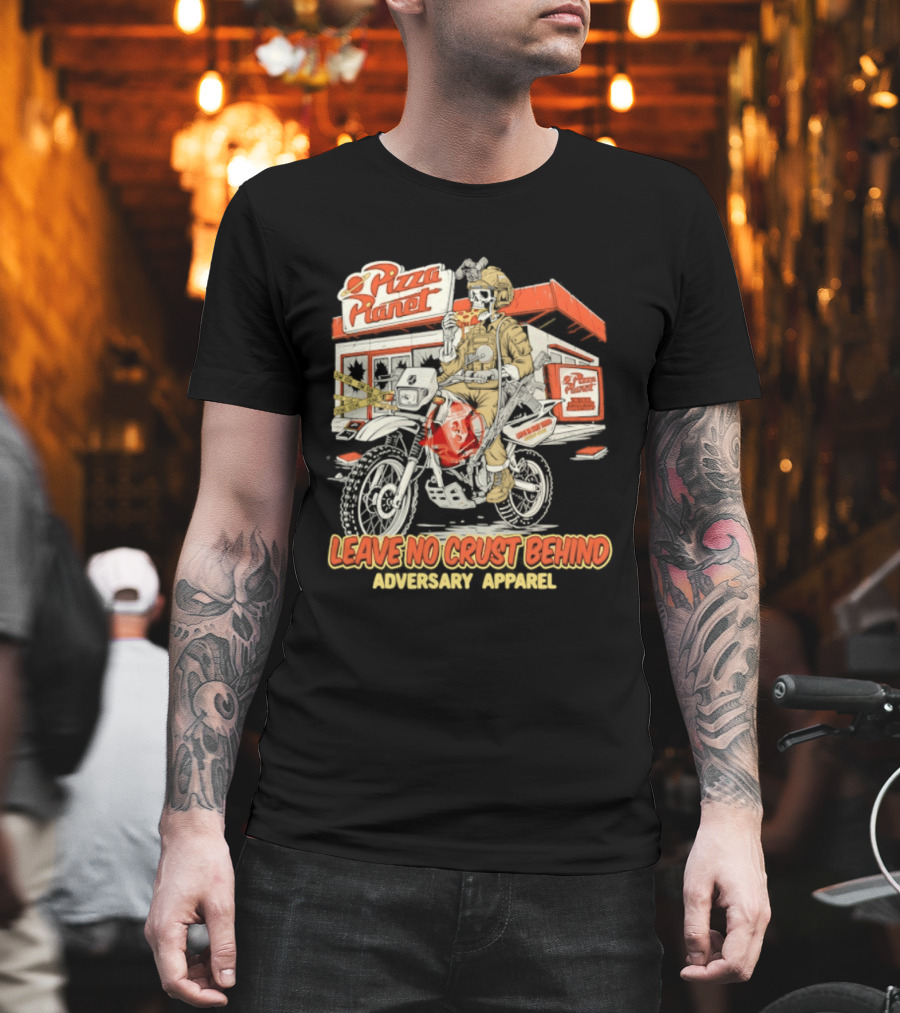 Pizza Planet Tactical Operations Department Funny Motorcycle Leave No Crust Behind T-Shirt