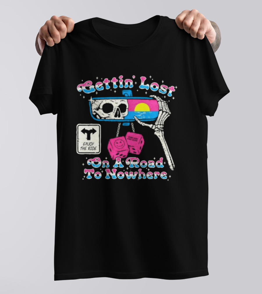 Gettin' Lost On A Road To Nowhere Skeleton Sunset Boss Dog Dept T-Shirt