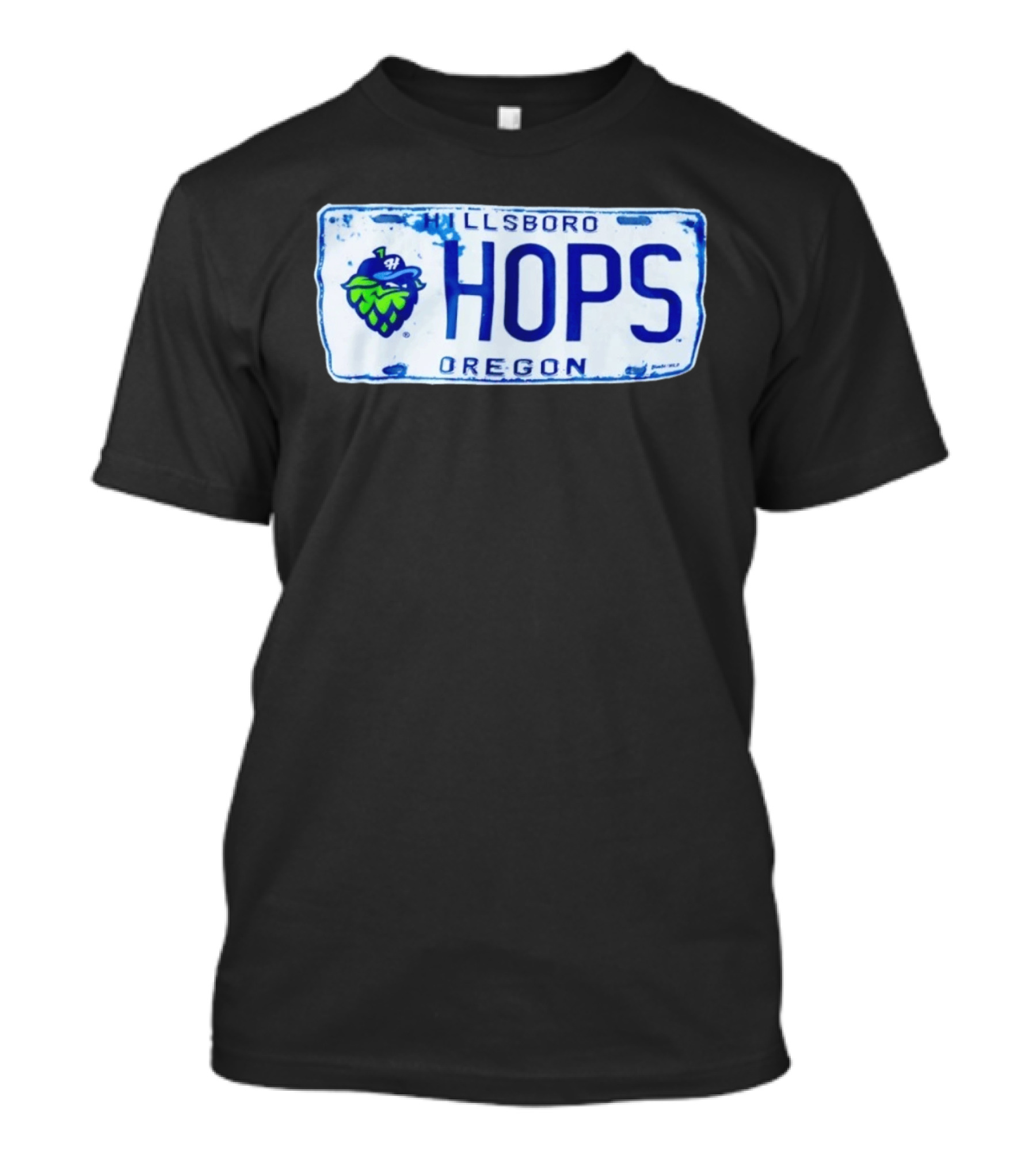 Hillsboro Hops Oregon License Plate Style With Hop Cone T-Shirt