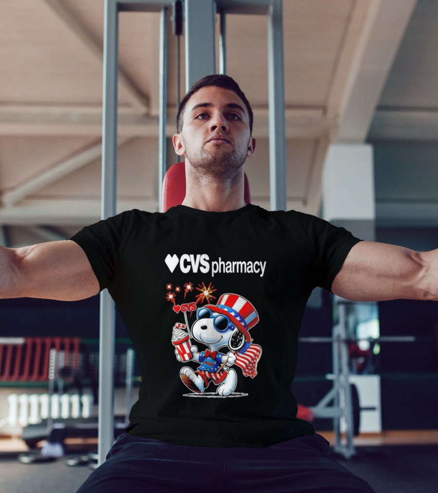 Snoopy CVS Pharmacy America 1776 2026 250th Anniversary Celebration With Fireworks And Flag T-Shirt
