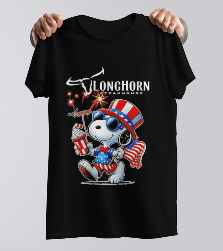 Snoopy Longhorn Steakhouse USA 1776 2026 250th Anniversary Celebration T-Shirt