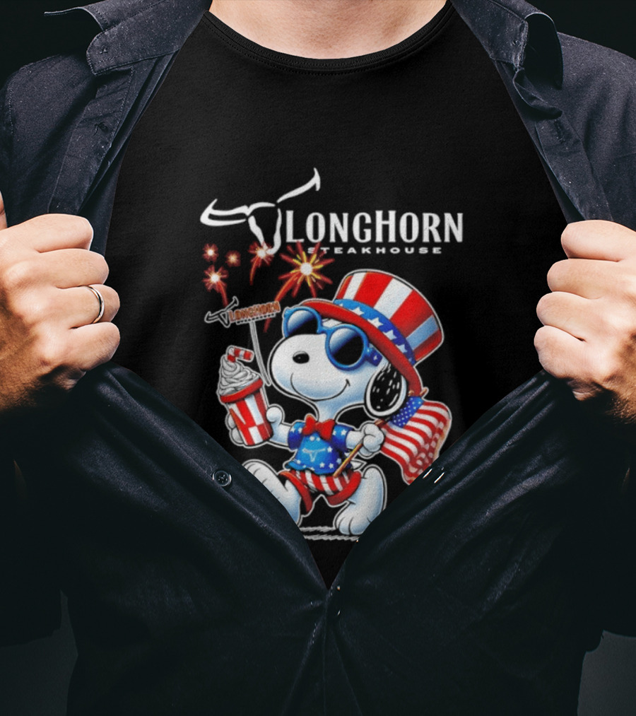 Snoopy Longhorn Steakhouse USA 1776 2026 250th Anniversary Celebration T-Shirt