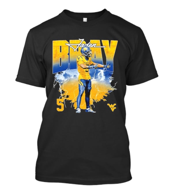Jaden Bray 5 West Virginia Football NCAA Player WVU Mountaineers T-Shirt