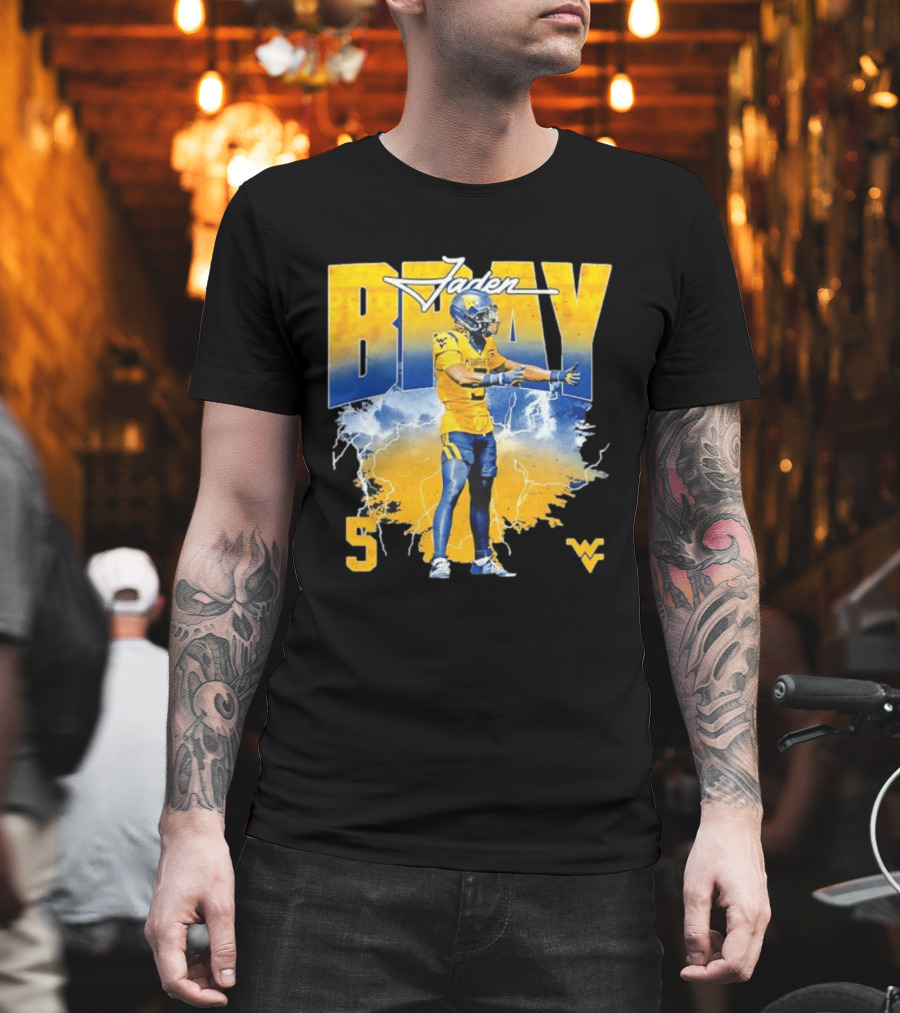 Jaden Bray 5 West Virginia Football NCAA Player WVU Mountaineers T-Shirt