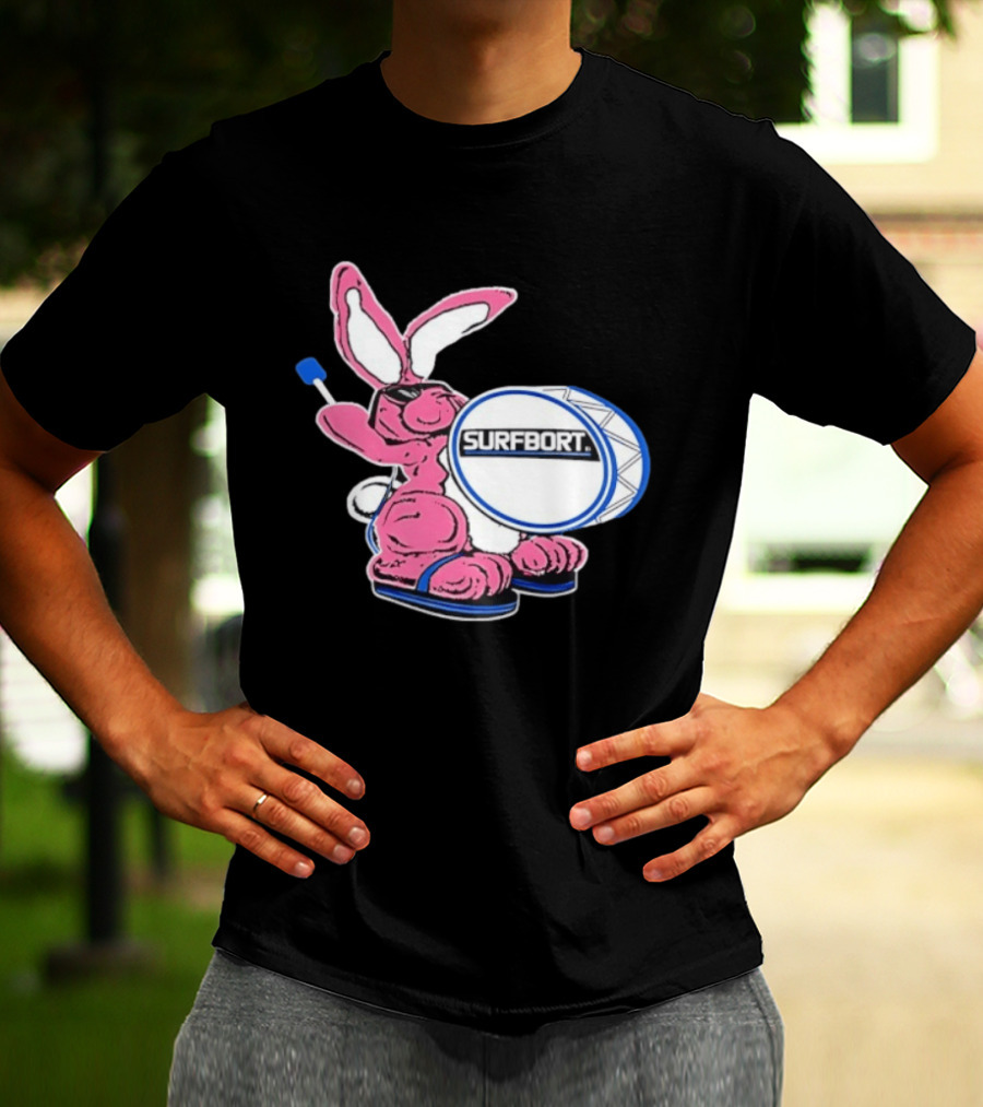 Surfbort Pink Bunny Drummer With Drumsticks And Bass Drum T-Shirt