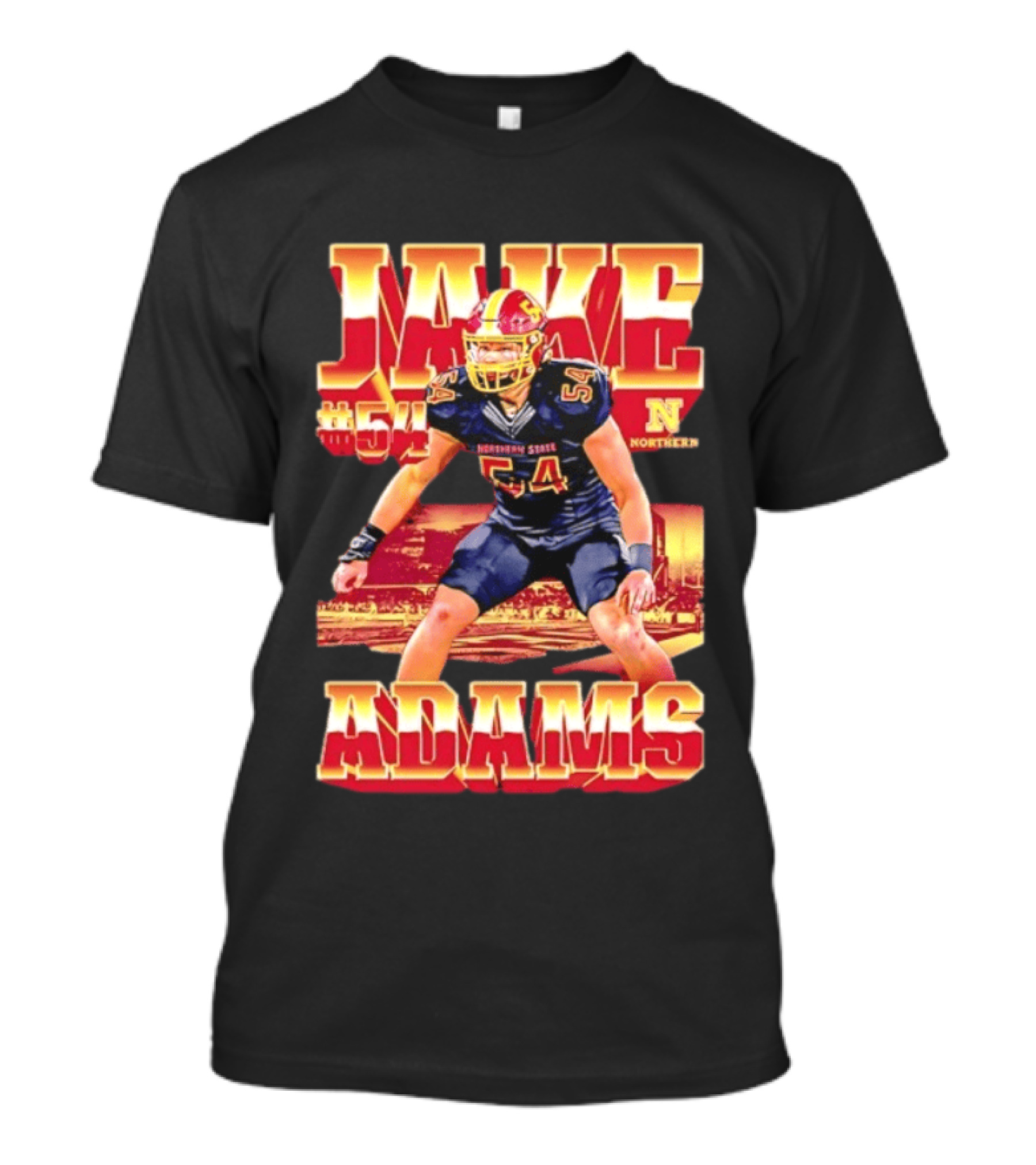 Jake Adams 54 Northern State University NCAA Football Player Number T-Shirt