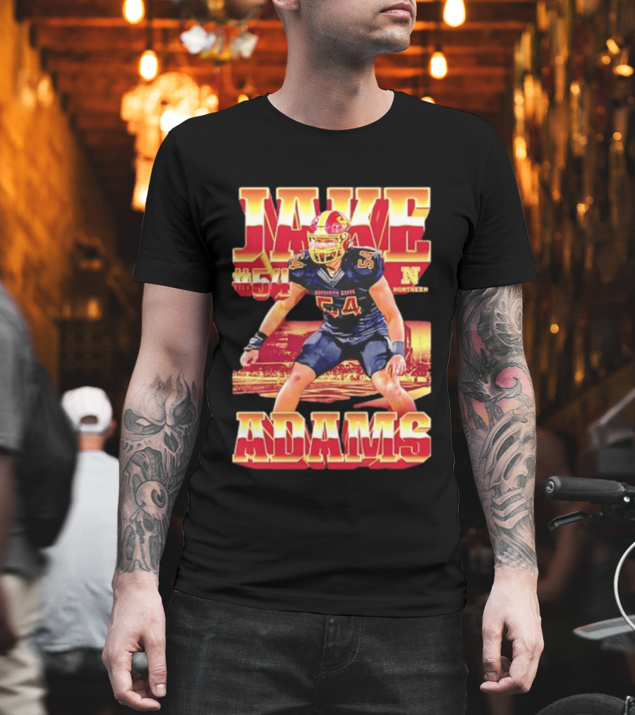 Jake Adams 54 Northern State University NCAA Football Player Number T-Shirt