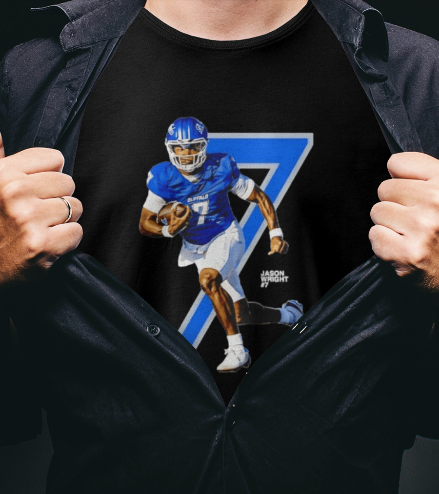 Buffalo Bulls Quarterback Jason Wright Number 7 NCAA Football Star Player T-Shirt
