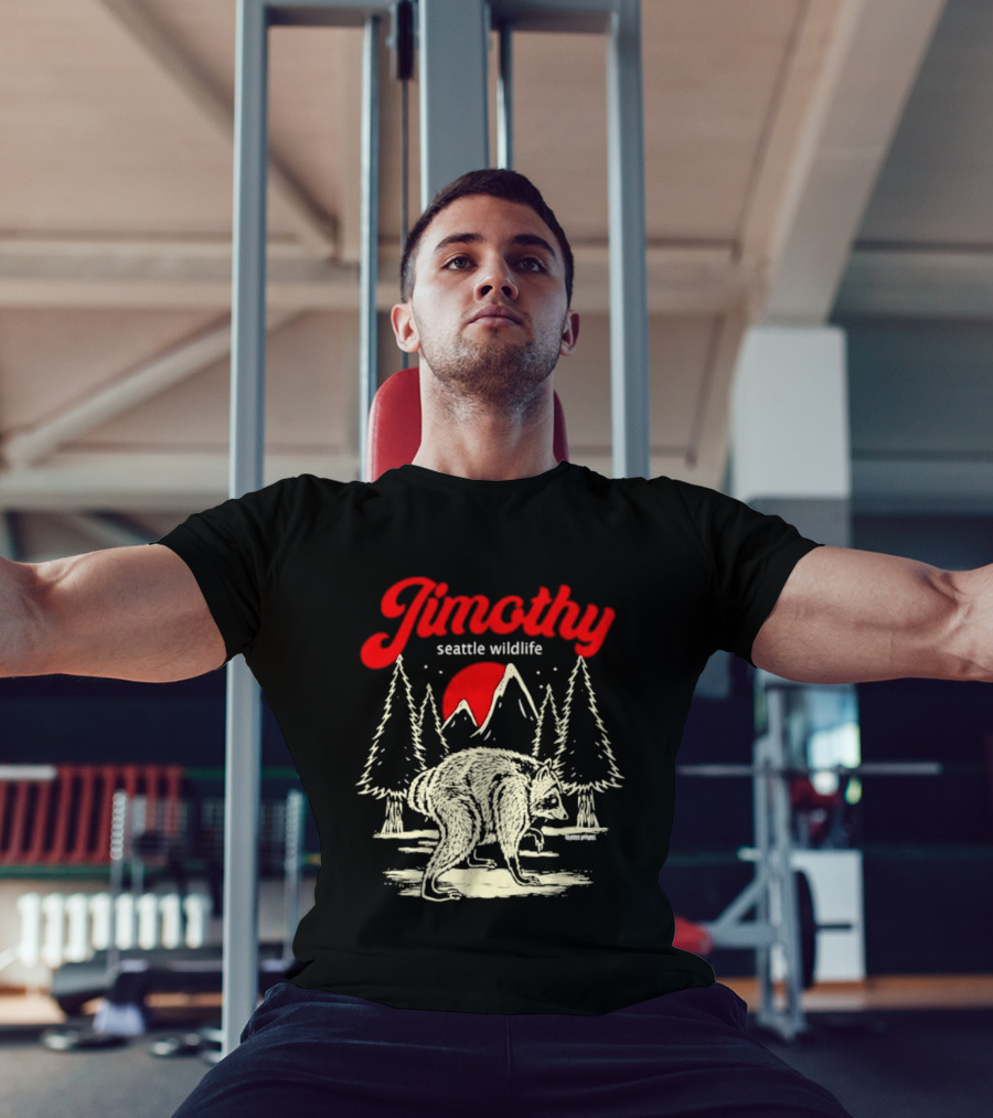 Jimothy Seattle Wildlife Raccoon Forest Moon Scene T-Shirt
