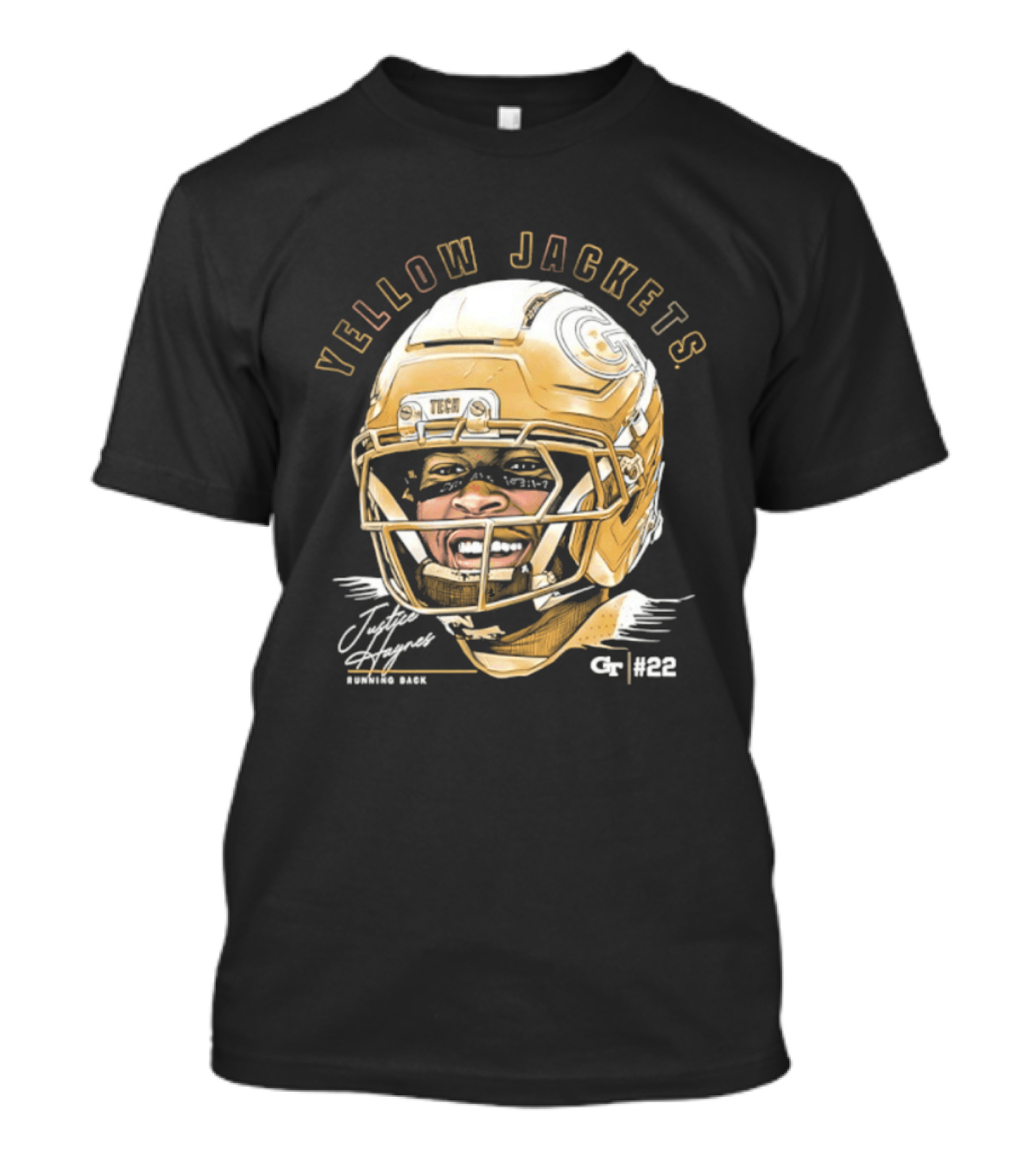 Georgia Tech Yellow Jackets Justice Haynes Running Back 22 Football T-Shirt