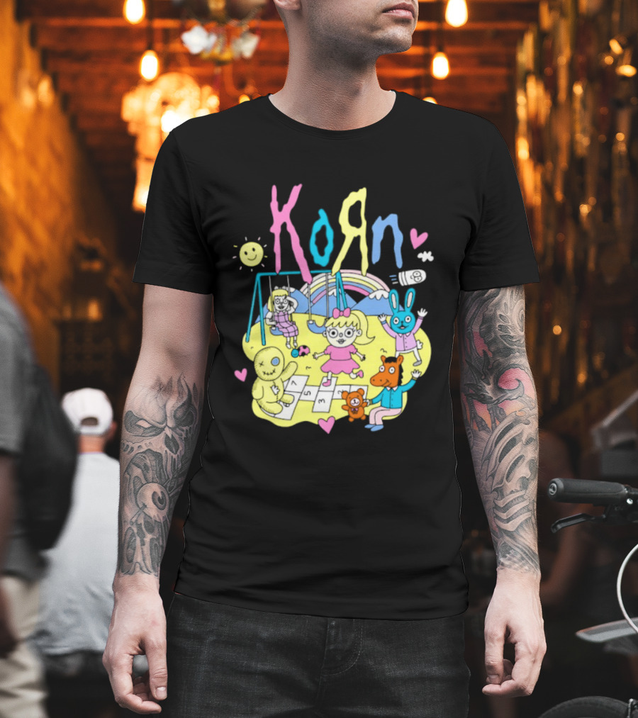 Korn Playground Cartoon Pastel Nu Metal Band T-Shirt