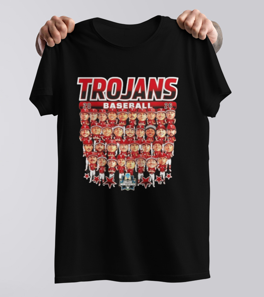 Trojans 2026 Baseball Team Caricatures NCAA College World Series T-Shirt