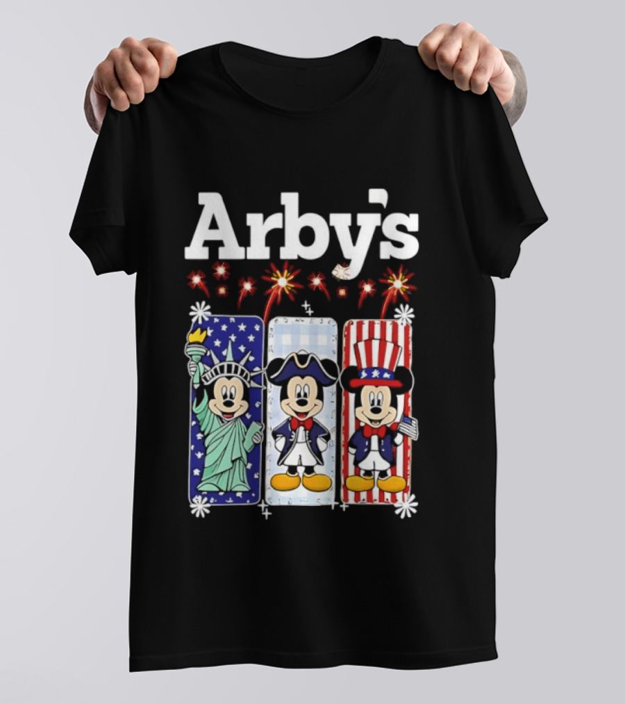 Arby's Mickey Mouse America 250th Anniversary Celebration With Statue Of Liberty And Uncle Sam Styles T-Shirt
