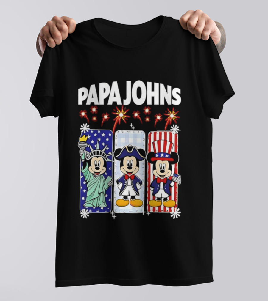 Papa Johns Mickey Mouse America 250th Anniversary Celebration T-Shirt