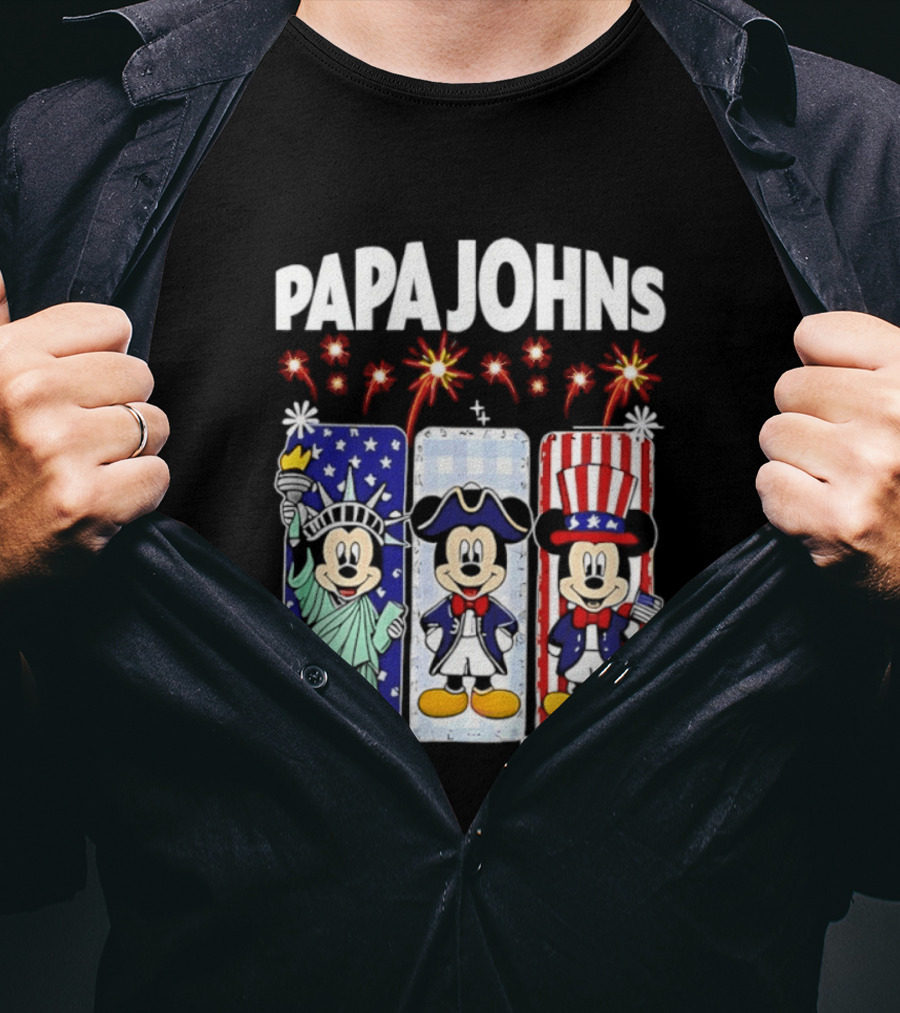 Papa Johns Mickey Mouse America 250th Anniversary Celebration T-Shirt