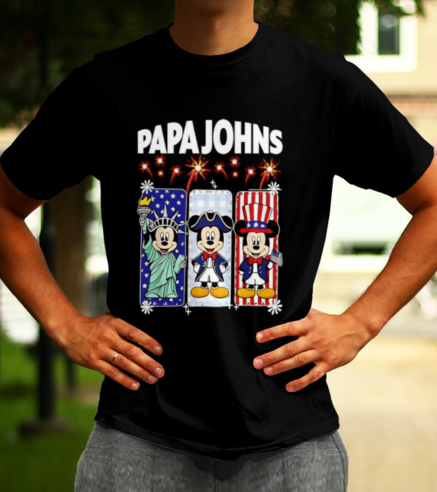 Papa Johns Mickey Mouse America 250th Anniversary Celebration T-Shirt