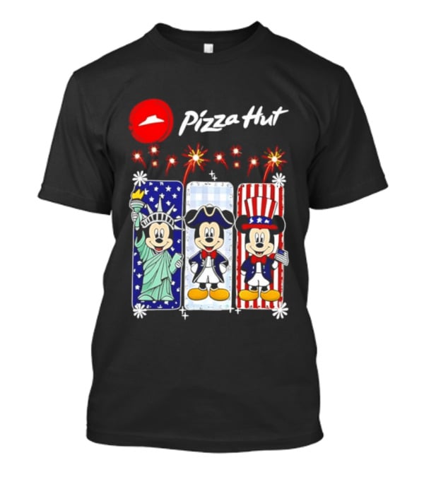 Mickey Mouse Pizza Hut America 250th Anniversary Celebration Statue Of Liberty Uncle Sam Patriotic T-Shirt