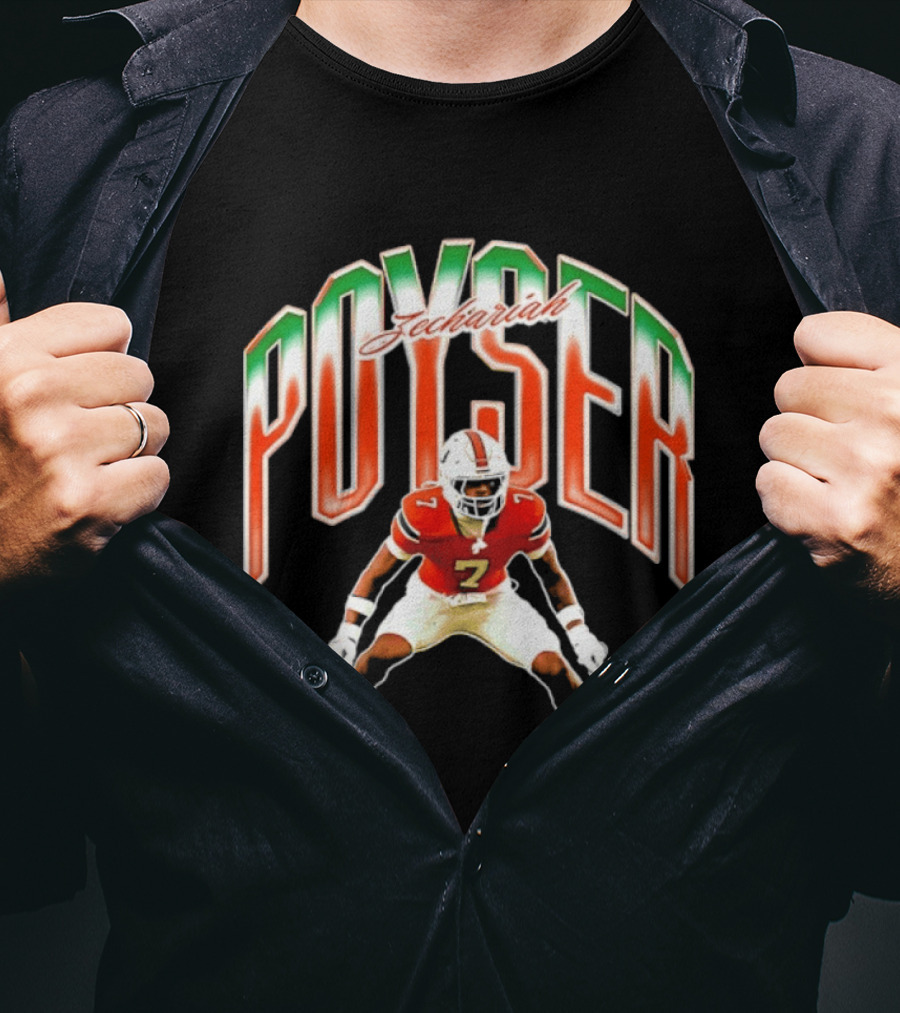 Zechariah Poyser Miami Hurricanes NCAA Football Player 7 UM T-Shirt