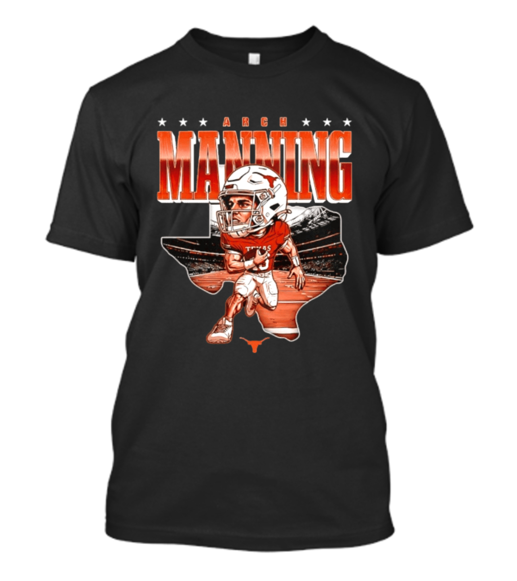 Arch Manning 16 Texas Longhorns NCAA Football Caricature Texas Stadium T-Shirt