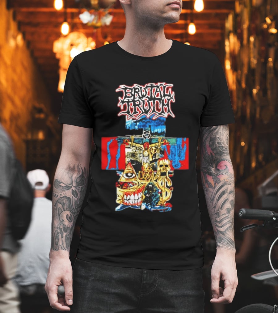 Brutal Truth Crucifix Skull Grindcore Band T-Shirt