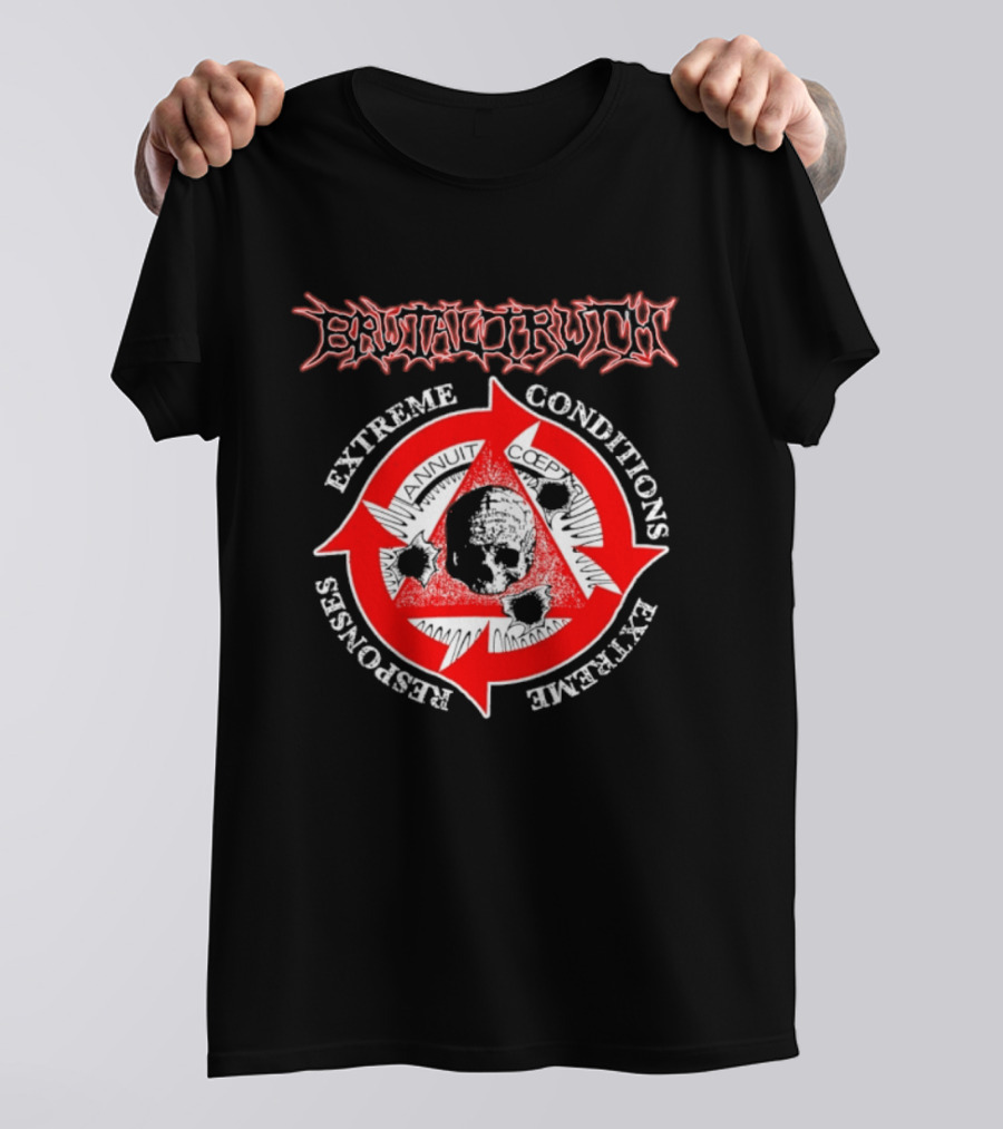 Brutal Truth Extreme Conditions Extreme Responses Skull Triangle Arrows T-Shirt