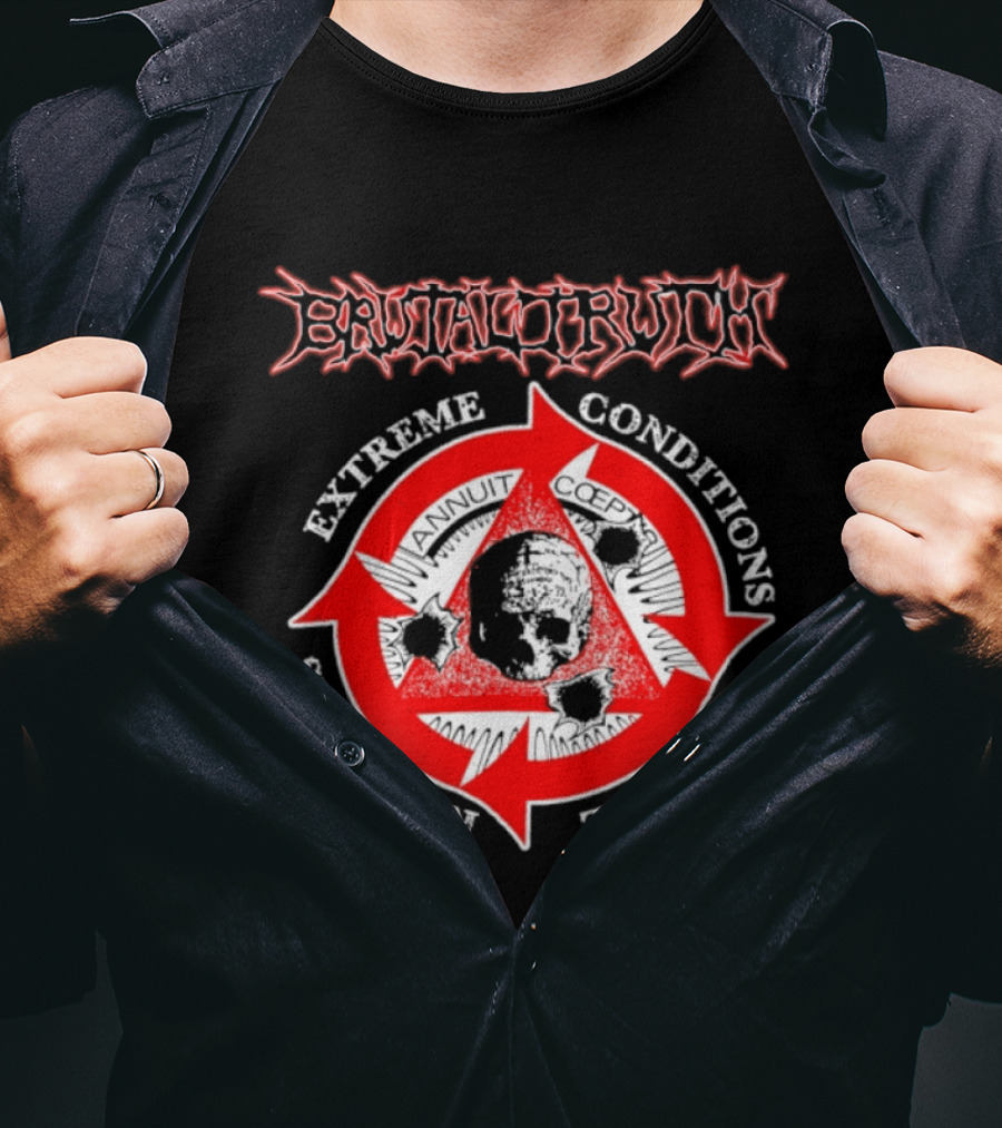 Brutal Truth Extreme Conditions Extreme Responses Skull Triangle Arrows T-Shirt