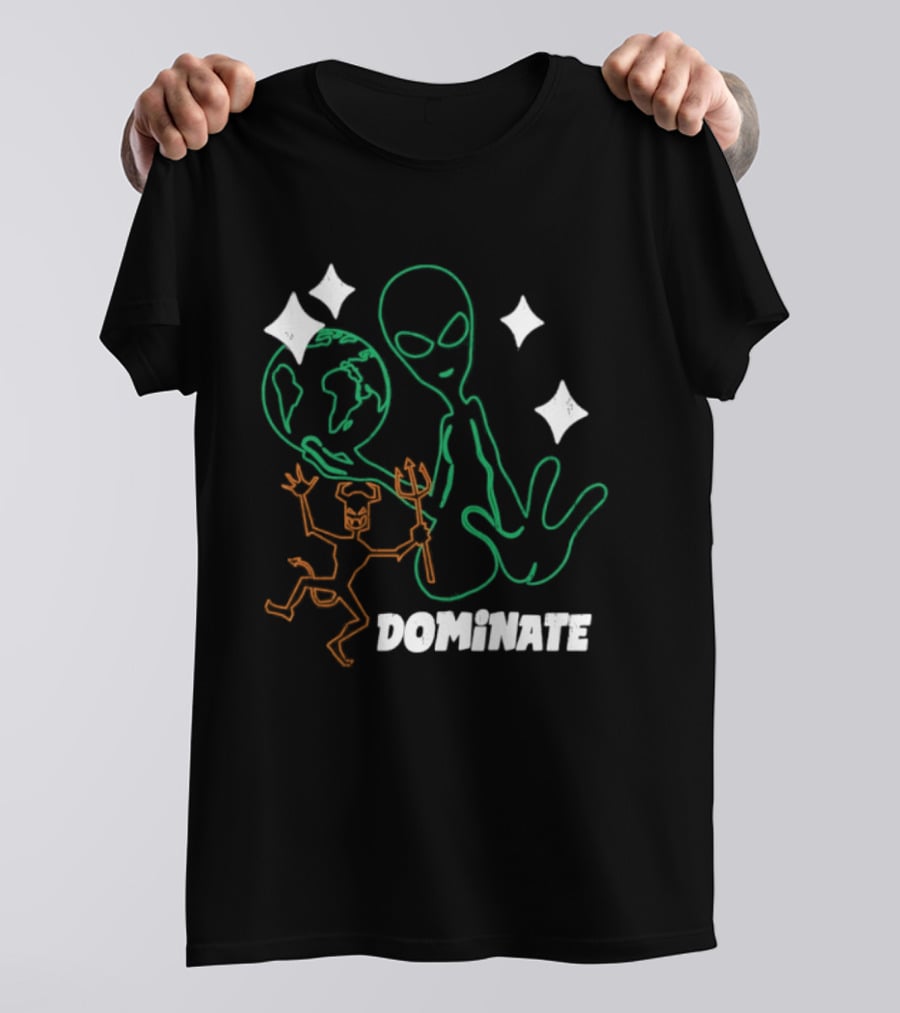 Dominate Alien Devil Earth UFO Stars T-Shirt