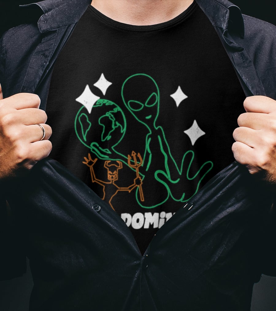 Dominate Alien Devil Earth UFO Stars T-Shirt
