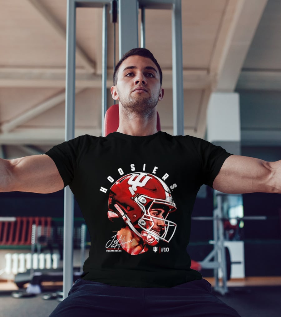 Josh Hoover 10 Indiana Hoosiers Football Helmet And Signature T-Shirt