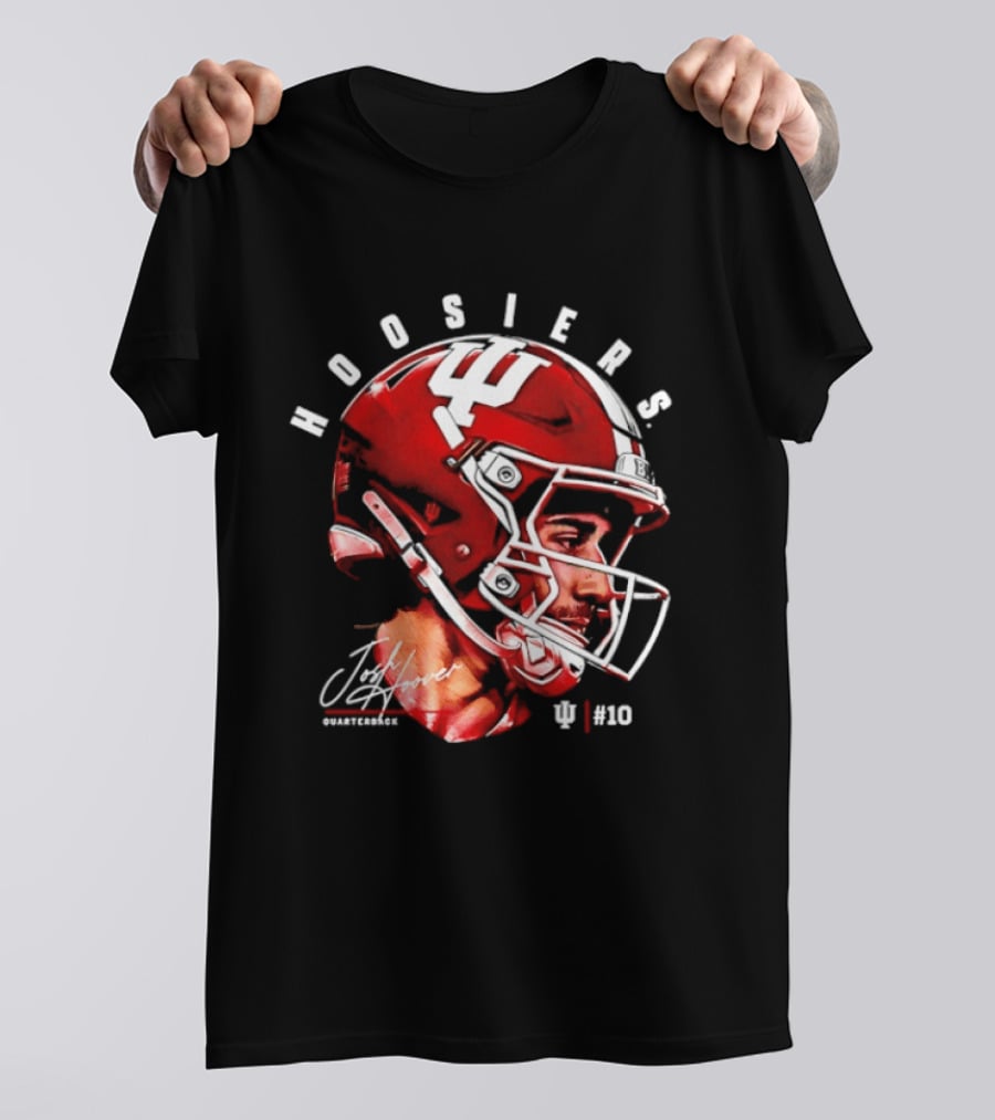 Josh Hoover 10 Indiana Hoosiers Football Helmet And Signature T-Shirt
