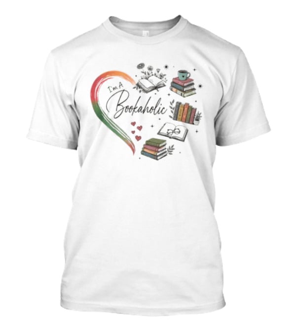 Bookaholic Heart With Books And Reading Lover T-Shirt