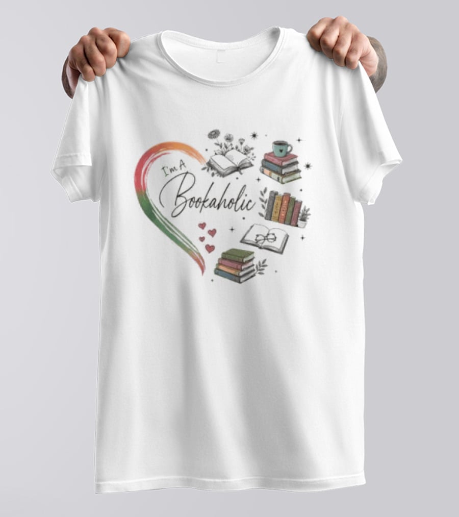 Bookaholic Heart With Books And Reading Lover T-Shirt