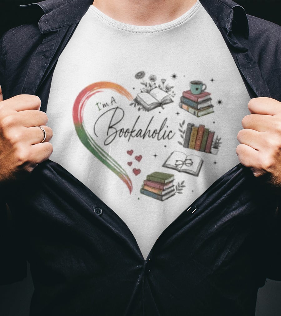 Bookaholic Heart With Books And Reading Lover T-Shirt