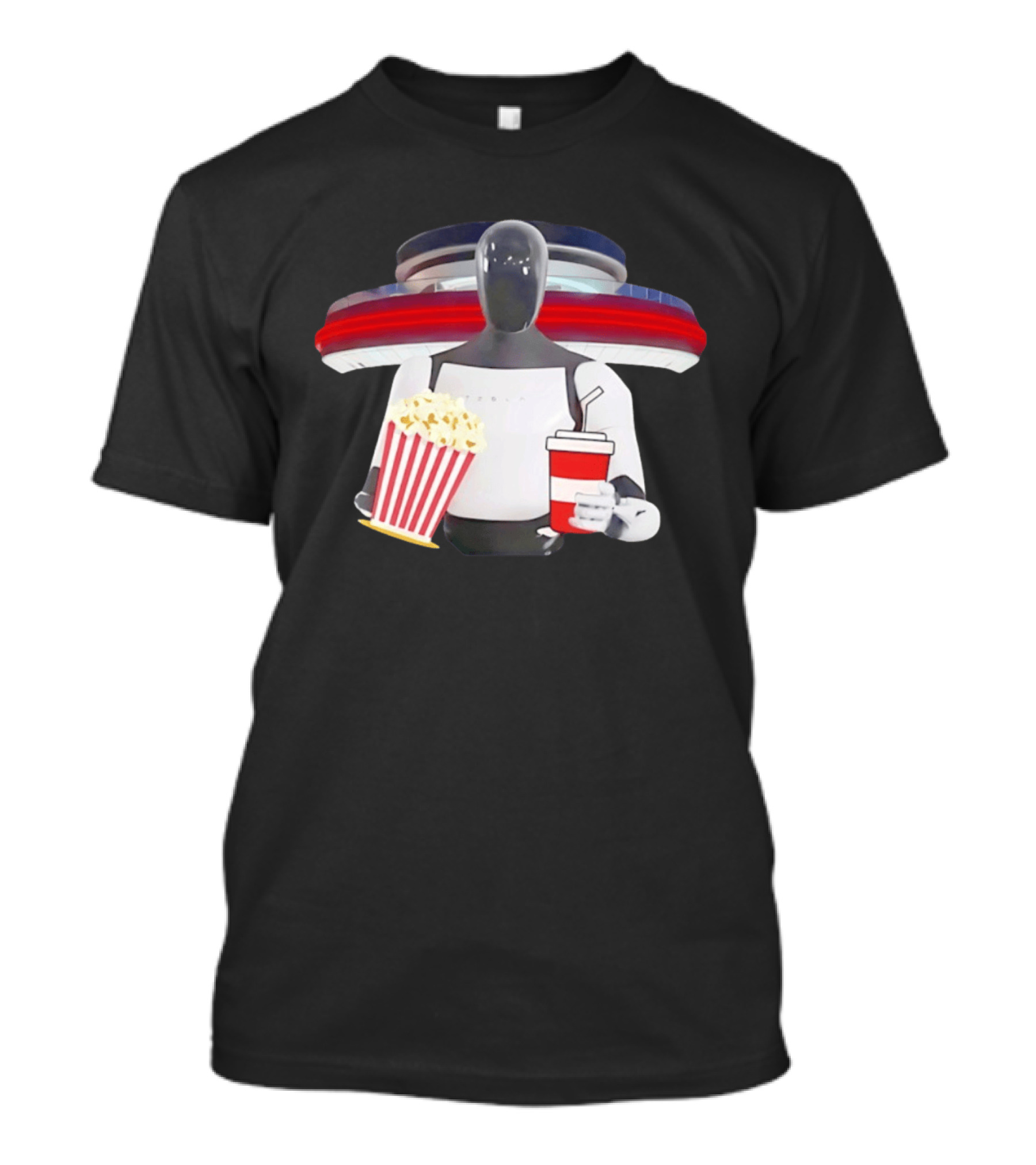 Tesla Robot With Popcorn And Drink At Retro Diner T-Shirt