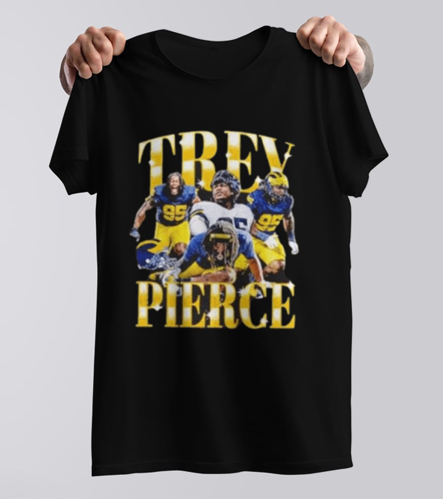 Trey Pierce Michigan Wolverines No 95 Football Collage T-Shirt