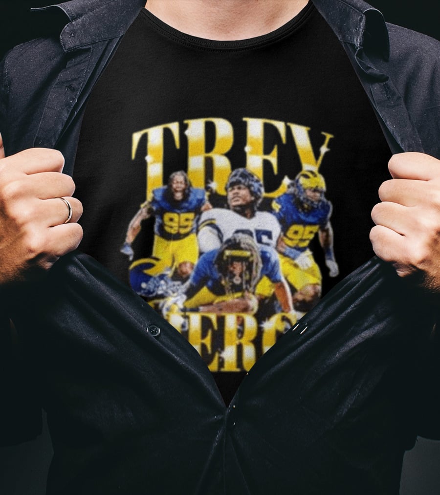 Trey Pierce Michigan Wolverines No 95 Football Collage T-Shirt