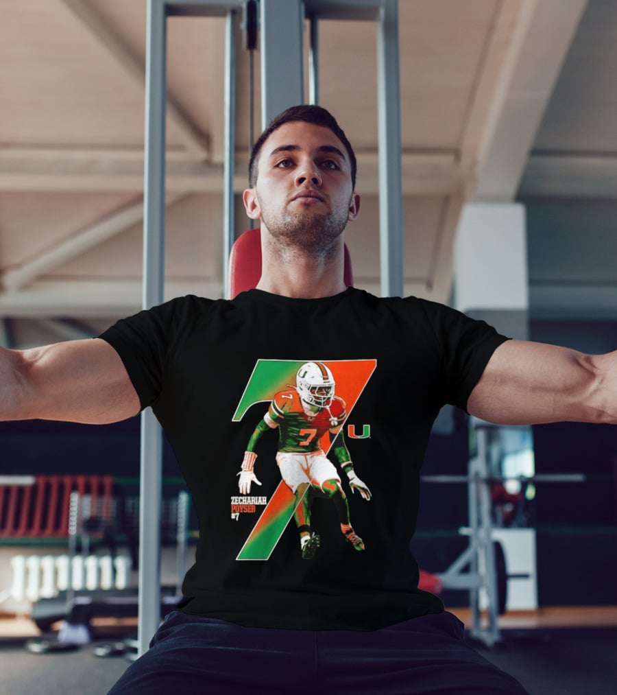 Zechariah Poyser 7 Miami Hurricanes NCAA Football Player T-Shirt