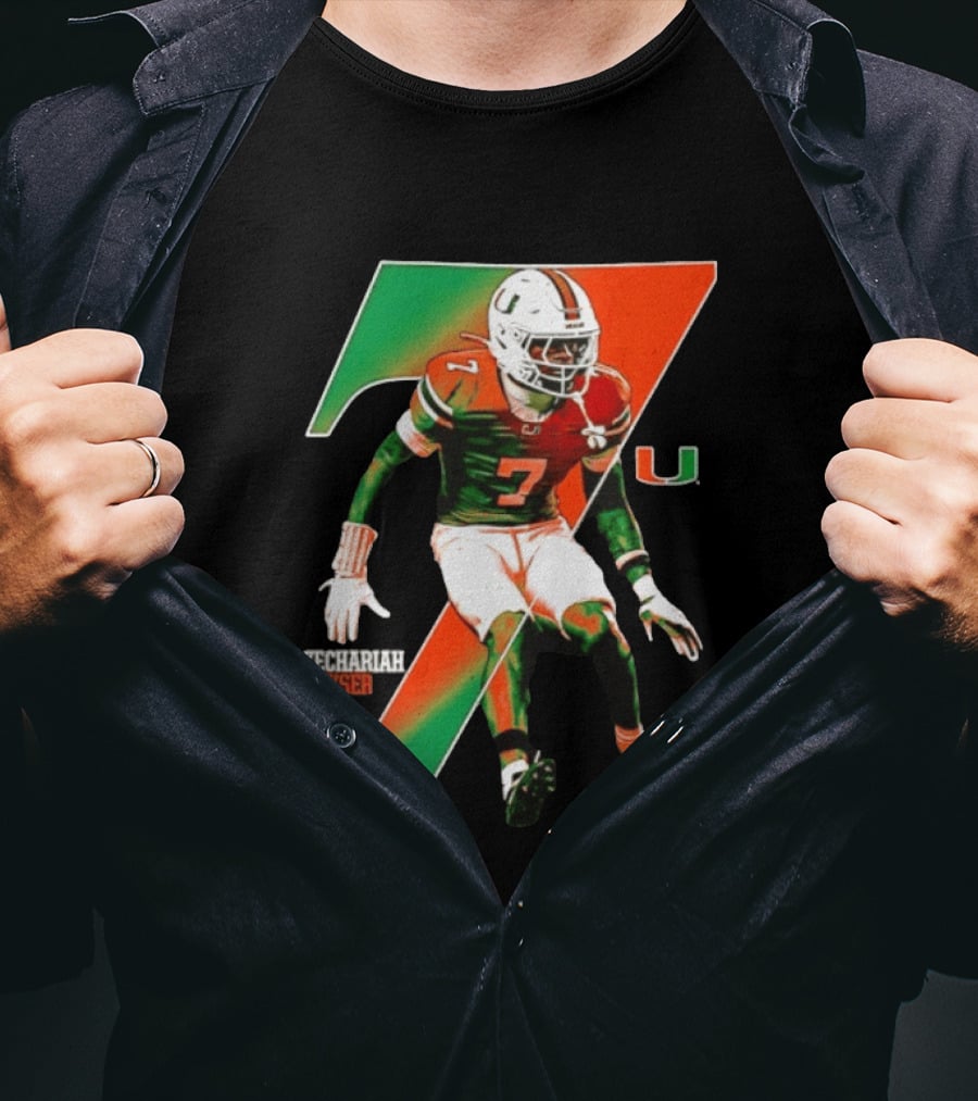 Zechariah Poyser 7 Miami Hurricanes NCAA Football Player T-Shirt