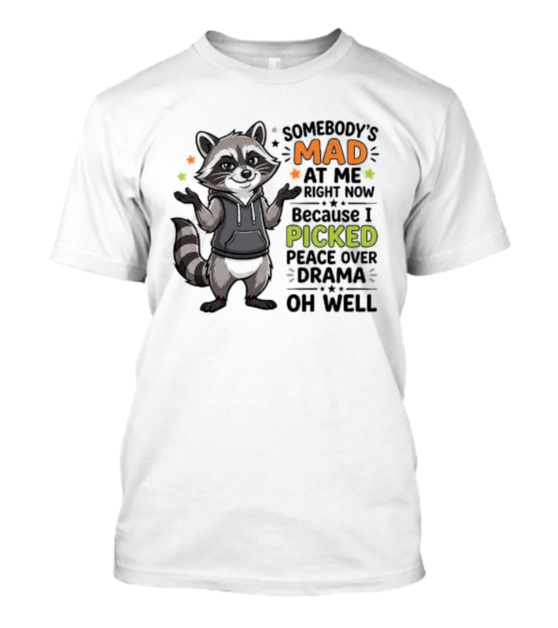 Somebody's Mad At Me Because I Picked Peace Over Drama Raccoon Oh Well T-Shirt