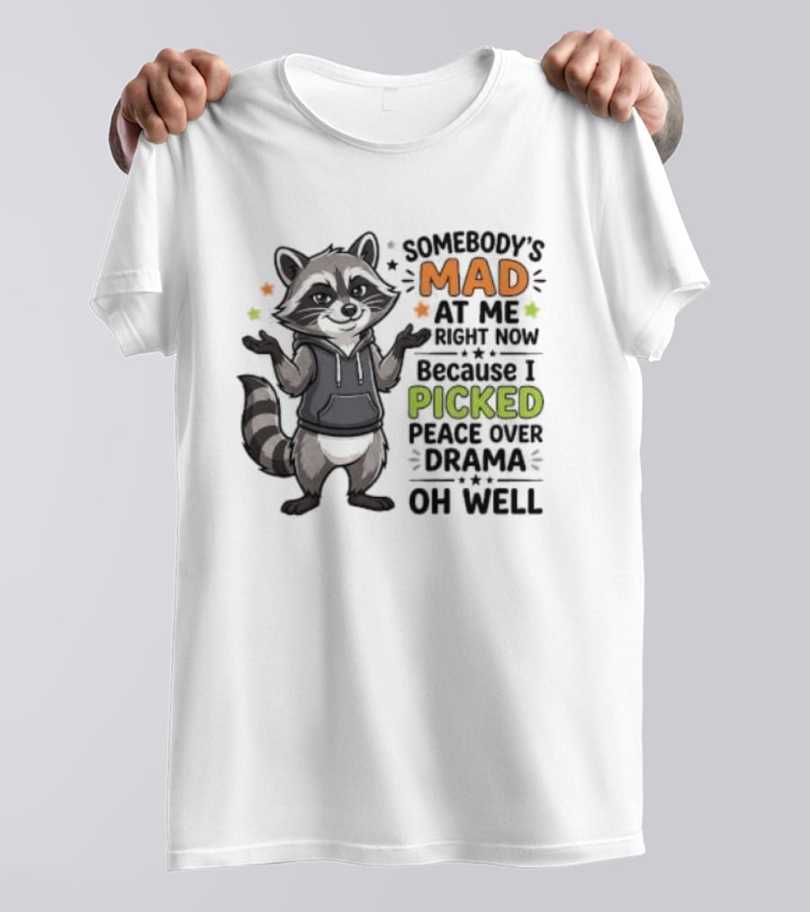 Somebody's Mad At Me Because I Picked Peace Over Drama Raccoon Oh Well T-Shirt