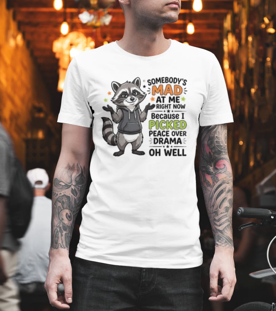 Somebody's Mad At Me Because I Picked Peace Over Drama Raccoon Oh Well T-Shirt