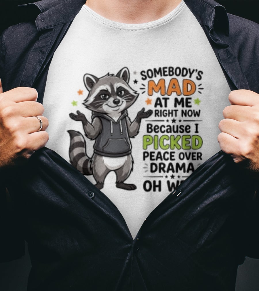 Somebody's Mad At Me Because I Picked Peace Over Drama Raccoon Oh Well T-Shirt