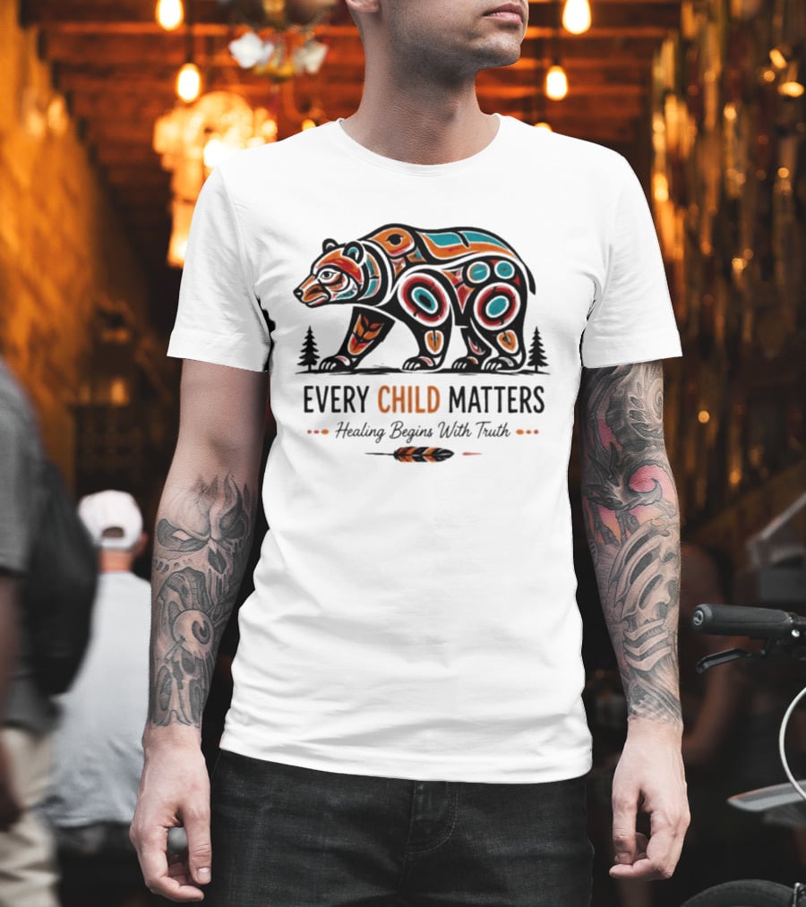 Every Child Matters Bear Healing Begins With Truth Indigenous T-Shirt