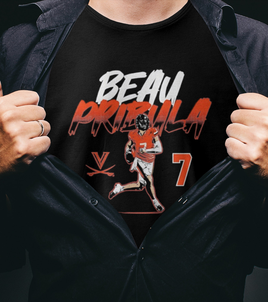 Beau Pribula 7 Virginia Cavaliers NCAA Football T-Shirt