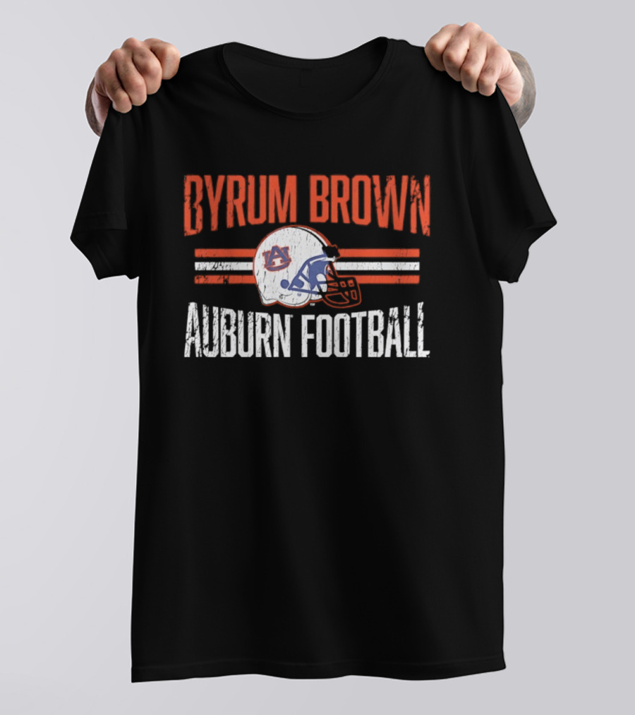 Byrum Brown Auburn Football NCAA Tigers Helmet Hero T-Shirt